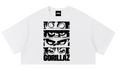 Crop top blanco Gorillaz Eyes con cuatro franjas de ojos