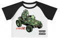 Camiseta ranglán Gorillaz Jeep Edition blanca con mangas negras