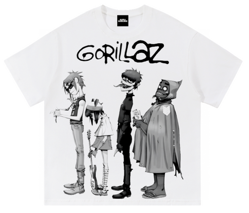 Camiseta blanca Gorillaz Monochrome