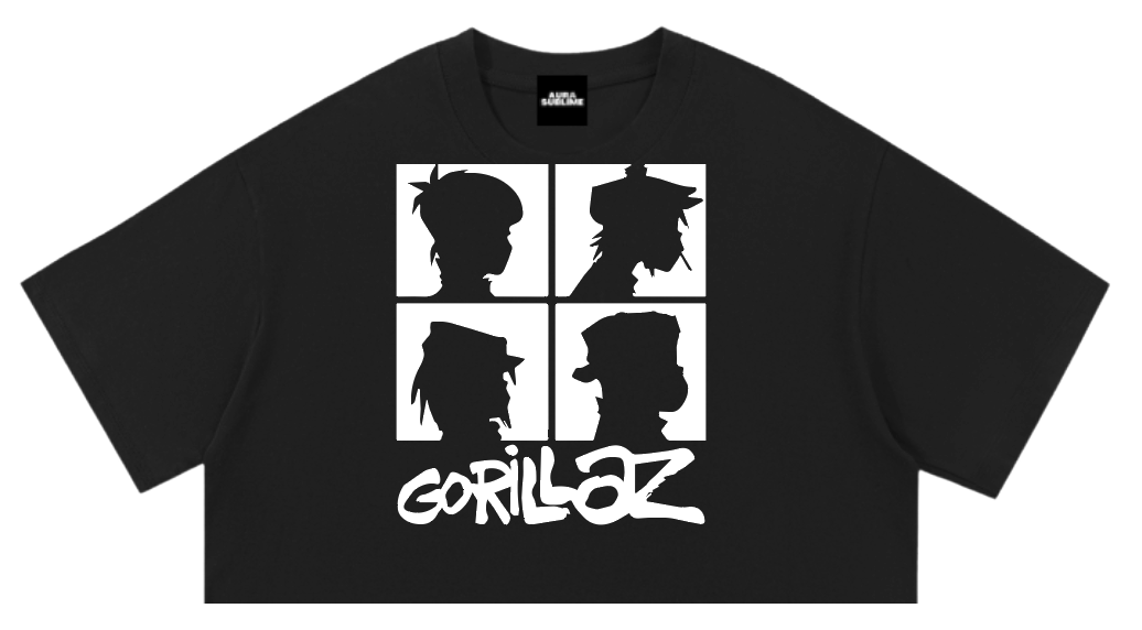 Crop top negro Gorillaz Silhouettes