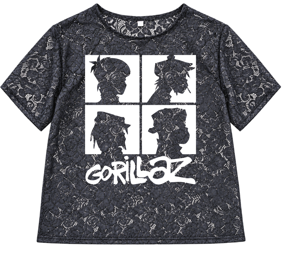 Gorillaz Silhouettes blusa de encaje negro