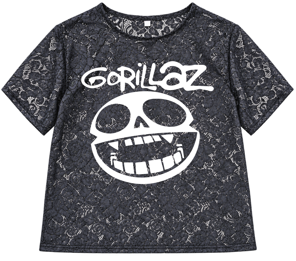 Gorillaz Skull blusa de encaje negra