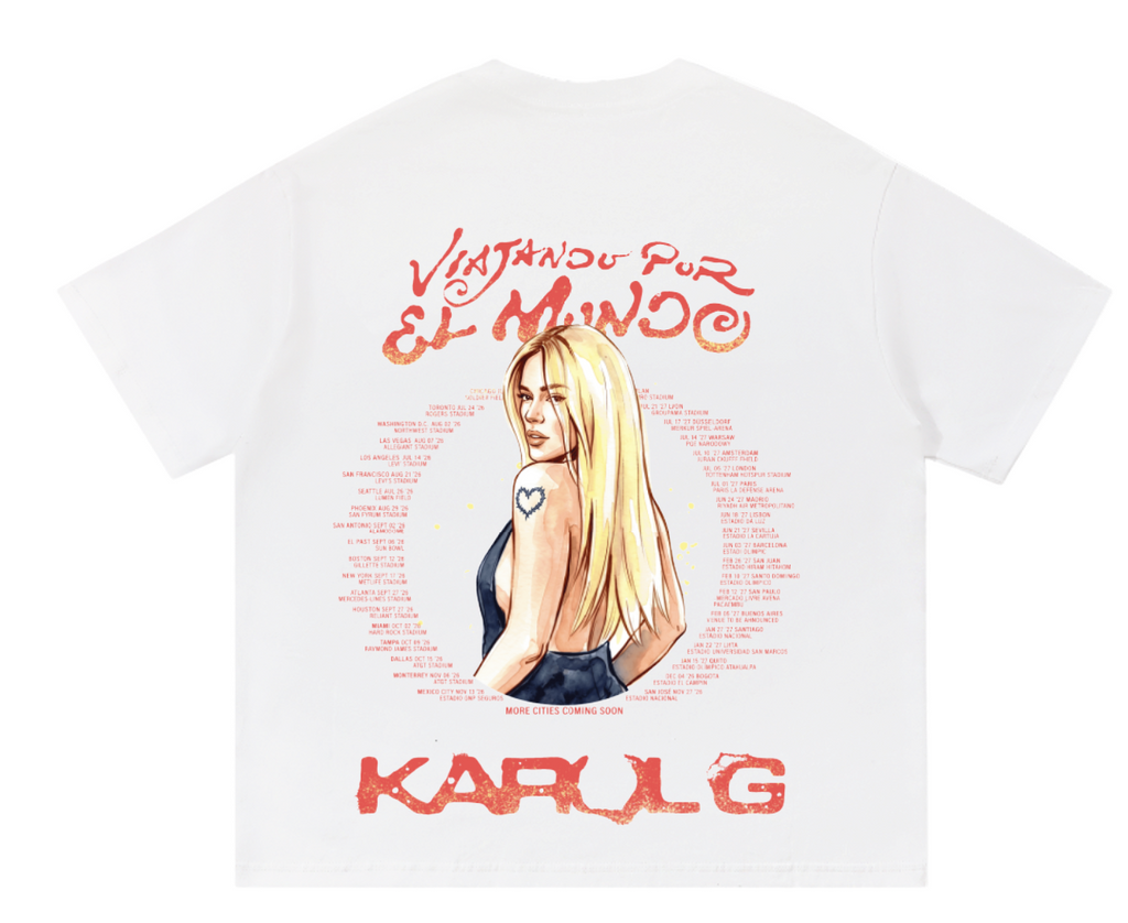 Karol G Latina Foreva tour camiseta blanca espalda