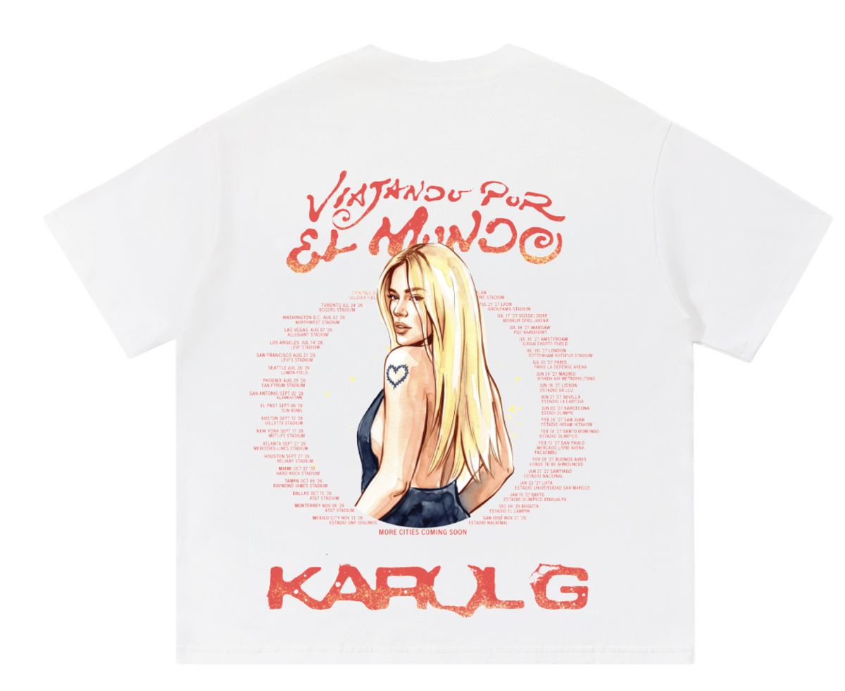 Karol G Latina Foreva tour camiseta blanca espalda