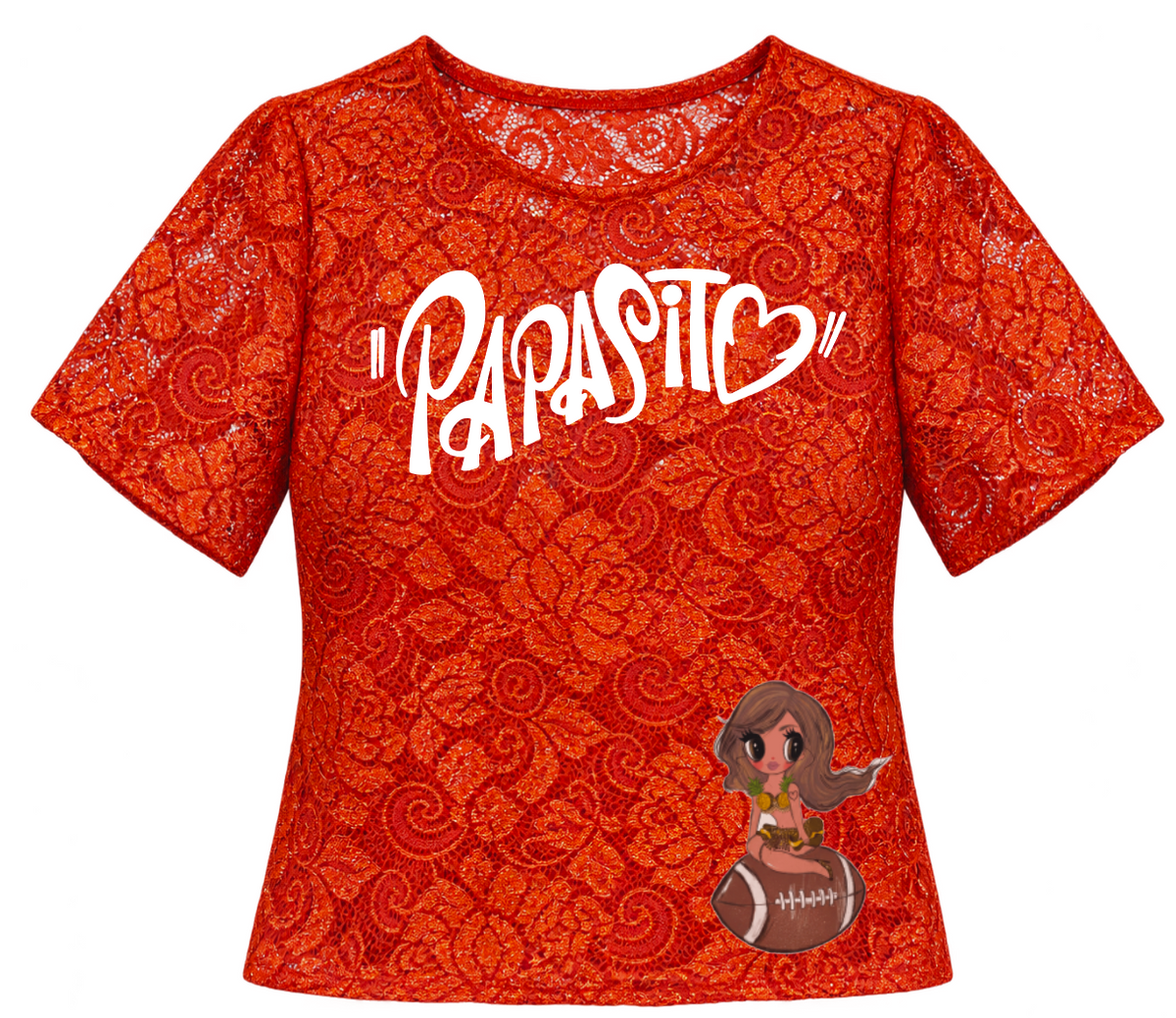 Karol G Papasito blusa naranja encaje Relaxed Fit