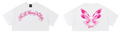 Crop top blanco Mariposa Rosa: frente y espalda