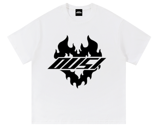 Diseño 11 Flame Logo, camiseta blanca vista frontal