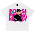 Diseño 06 Rosa: camiseta blanca estampado frontal Omar Courtz